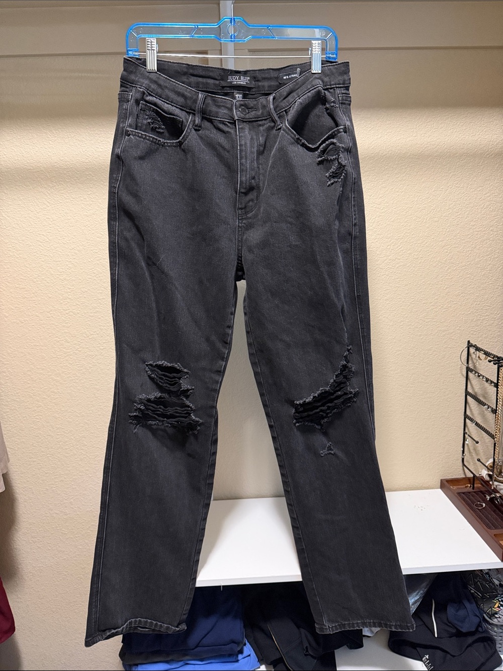 Judy Blue Black Distressed Straight Leg Jeans